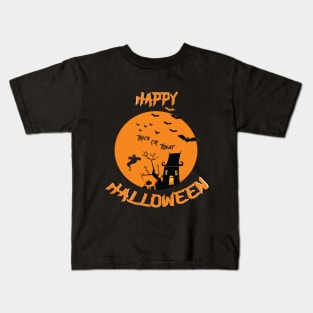 Haunted House Ghost Bat Trick Treat Gravestone RIP. Kids T-Shirt